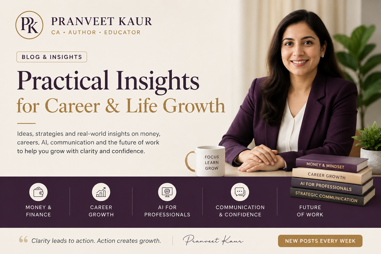 Pranveet Kaur — Chartered Accountant, author and educator sharing practical insights on career, money, AI and professional growth